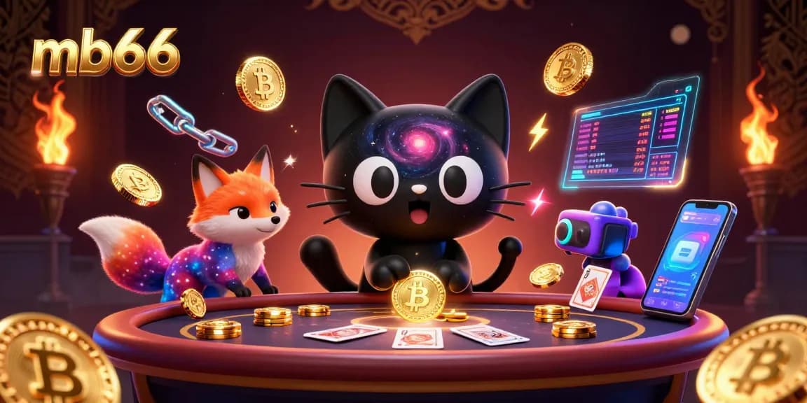 Experience seamless gaming with mb66 at a cosmic casino featuring a black hole cat and futuristic elements.