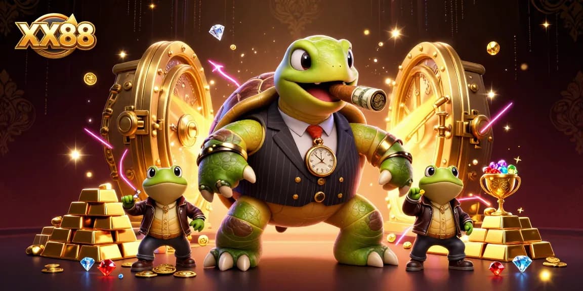 Win big with XX88's immersive gaming experience featuring vibrant characters and golden treasures.