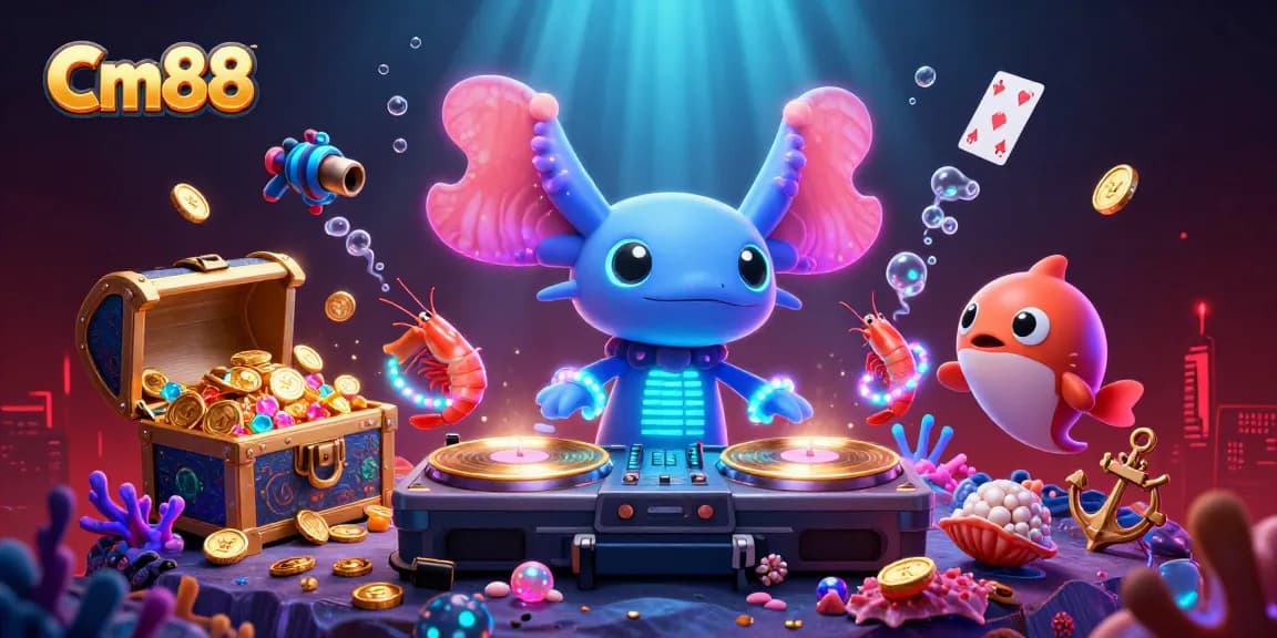 Experience vibrant gaming excitement with Cm88's dynamic underwater casino scene.