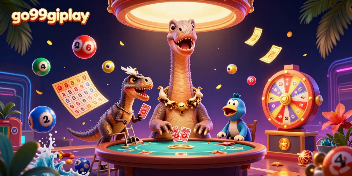 Join the fun at go99goplay with a playful 3D cartoon scene featuring casino elements and vibrant characters.