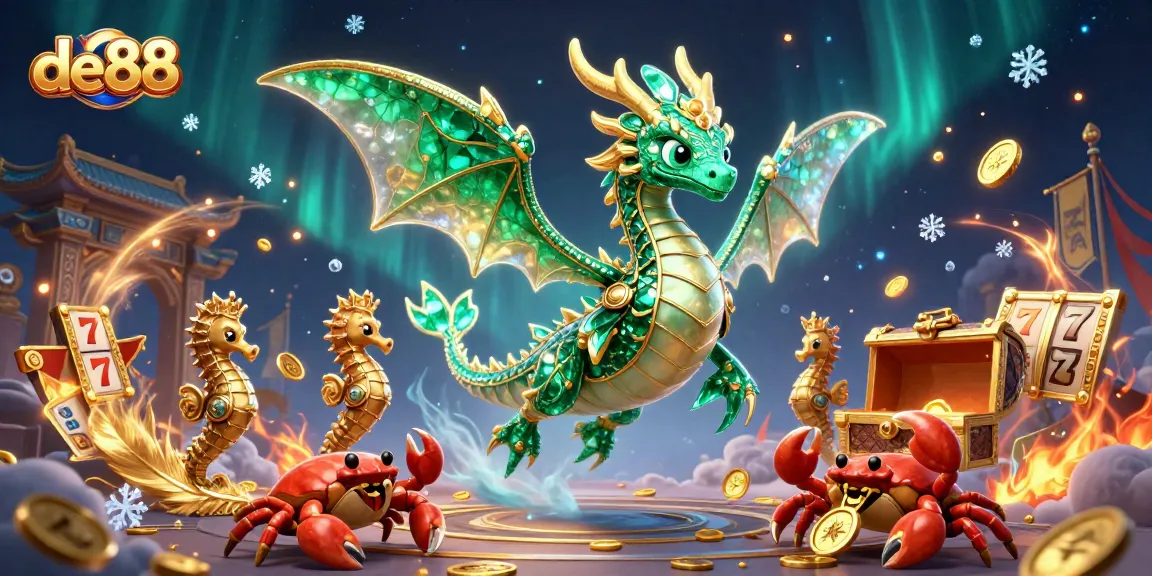 Engage in thrilling gaming adventures with de88's vibrant sea dragon illustration.