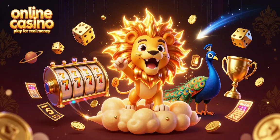 Engaging online casino play for real money showcased in vibrant 3D illustration with winning symbols.