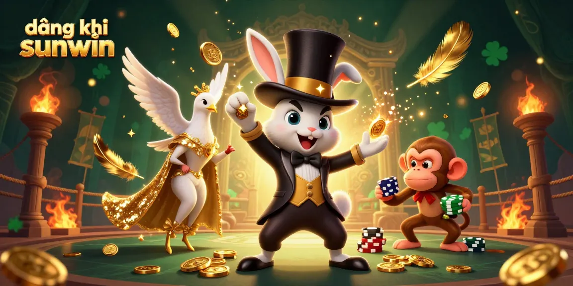 Engage with the magic of đăng ký sunwin as a rabbit conjures coins, surrounded by gambling excitement.