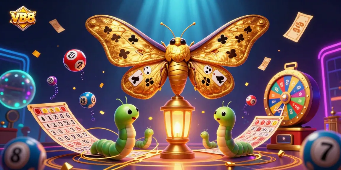 Win big with VB8 in this vibrant casino-themed illustration showcasing dynamic lottery elements.