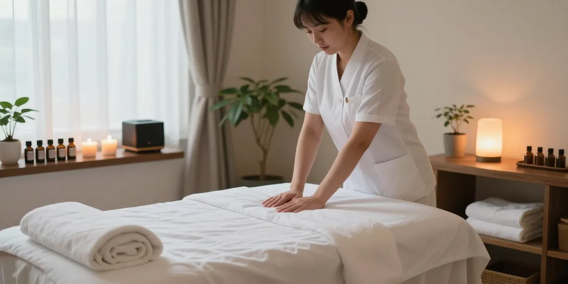 Relaxing 용인출장마사지 environment with soothing ambiance and essential oils.