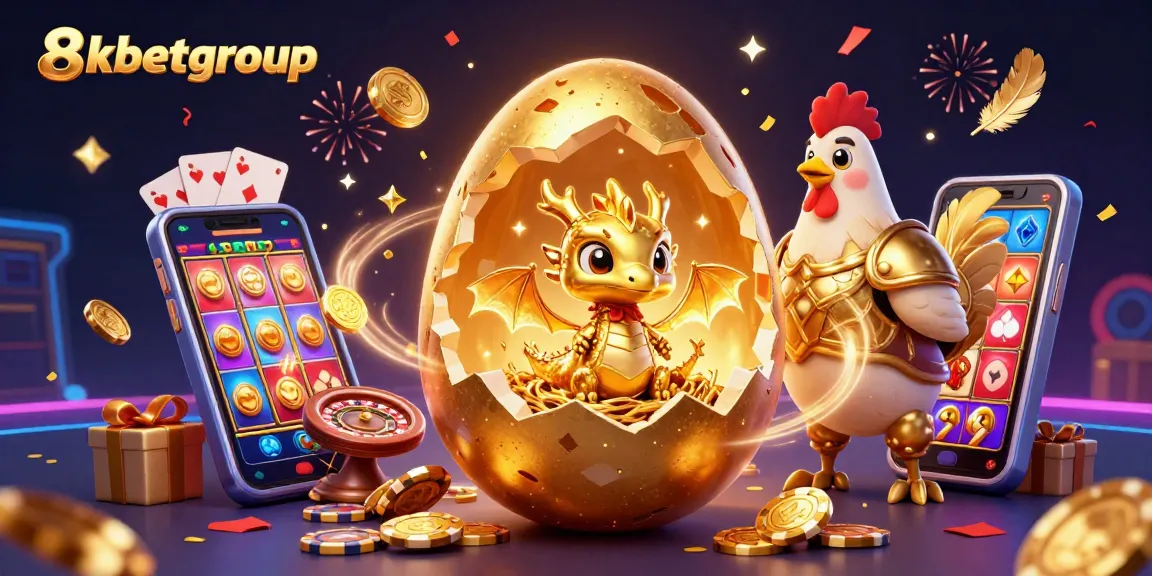 Engage with the vibrant atmosphere of 8kbetgroup featuring a dragon on poker chips and exciting gaming elements.