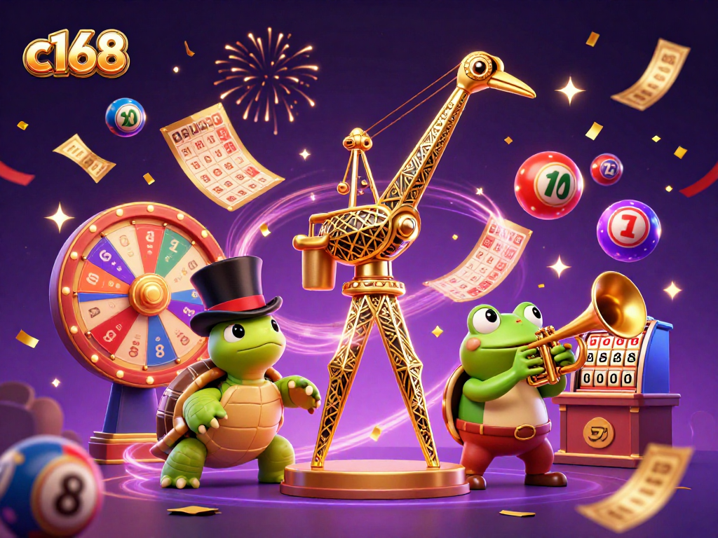 Bet on c168 with thrilling lottery balls and exciting gaming elements in a vibrant scene.