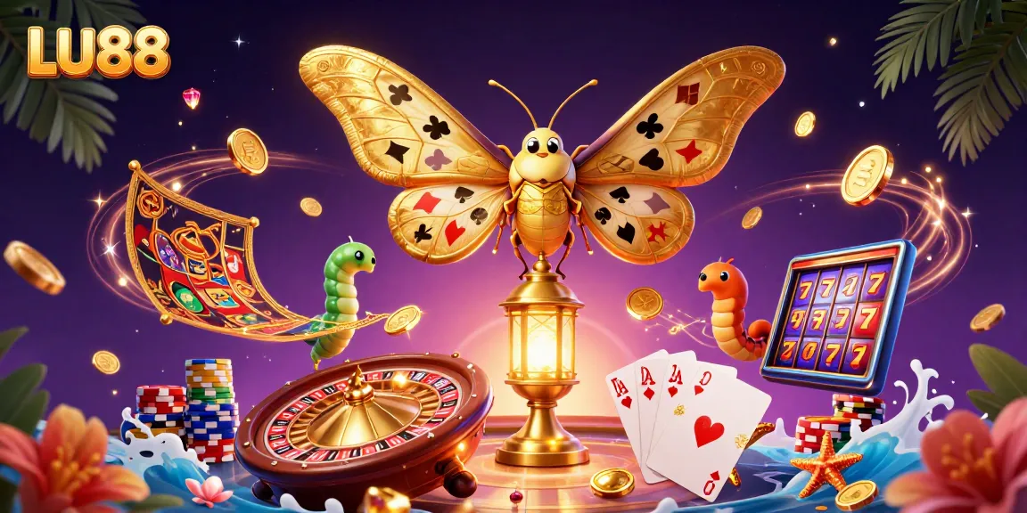 Experience LU88's thrilling casino adventure with a 3D moth and dynamic gaming elements.