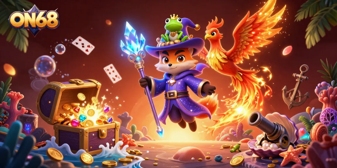 Watch ON68 players discover treasure and jackpots in a vibrant gaming world full of adventure.