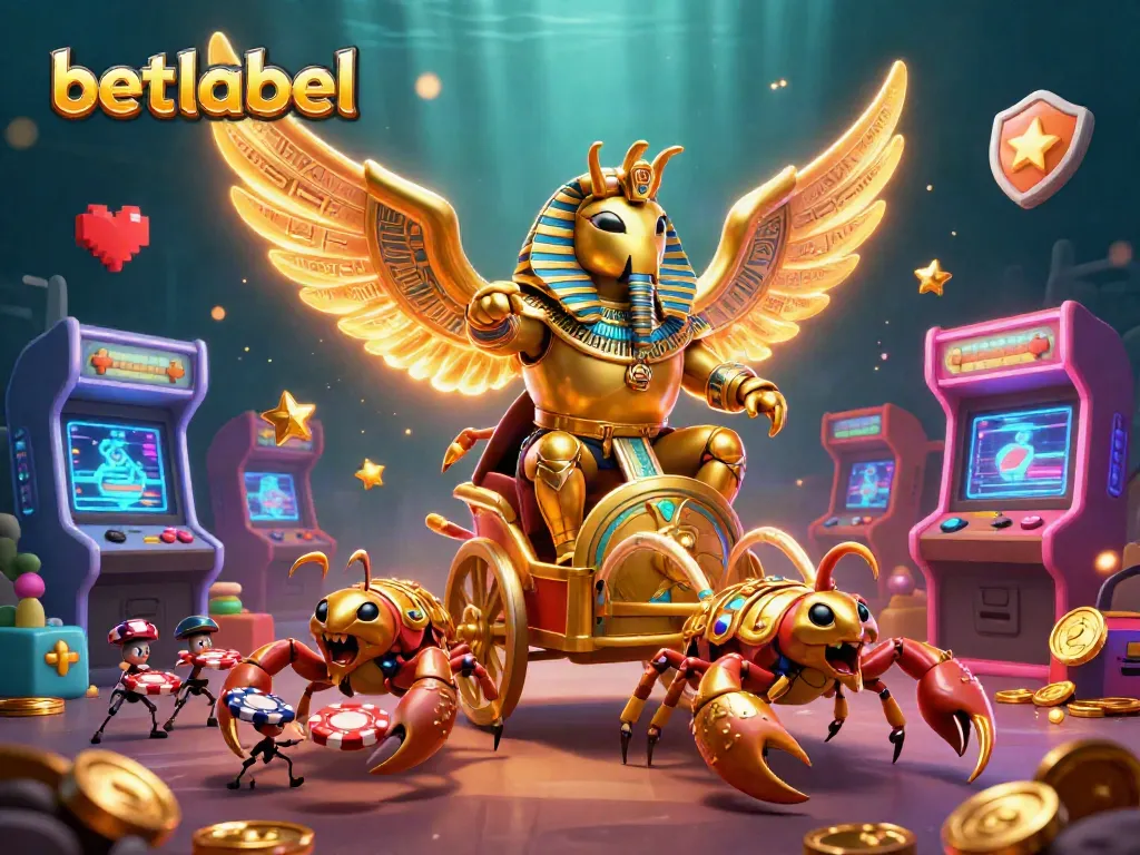 Experience the vibrant gaming world of betlabel, featuring a golden scarab beetle and rich casino elements in action.
