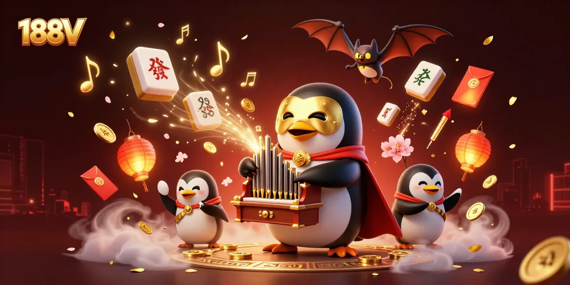 Experience winning moments at 188V with a vibrant casino scene featuring playful characters and rich gambling elements.