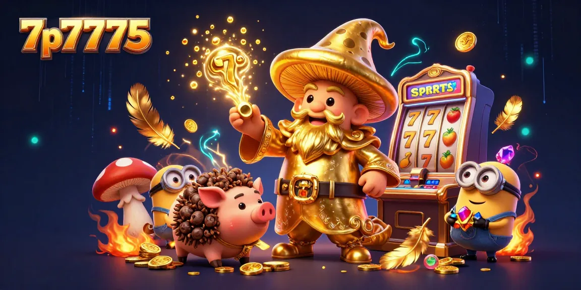 Spin the reels with the enchanting 7p7775 slot wizard casting gold magic in this vibrant casino scene.