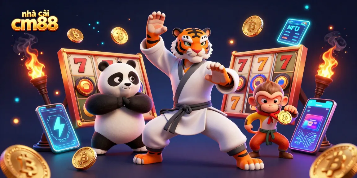 Experience the excitement of nhà cái cm88 with playful characters in a vibrant 3D casino scene.