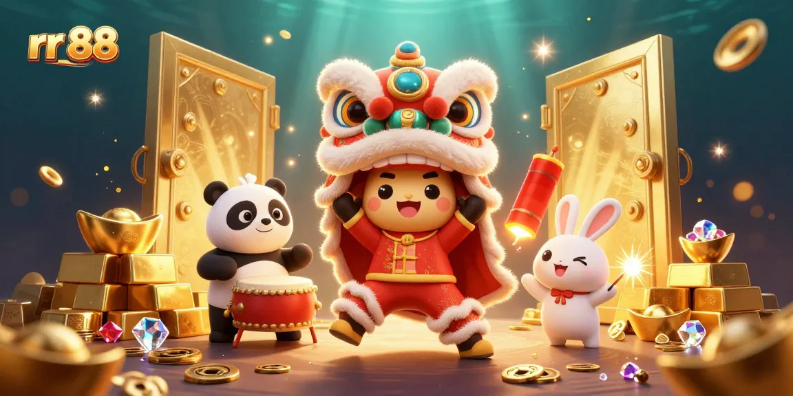 Win big at rr 88 with this vibrant illustration showcasing casino excitement and festive characters.