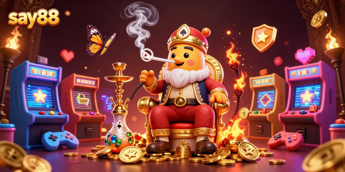 Experience thrilling wins at say88 with vibrant casino-themed 3D illustration showcasing gaming excitement.