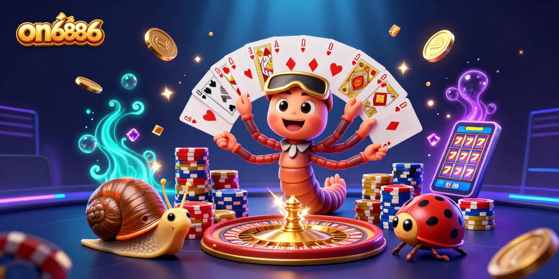 Play exciting games on6886 with a vibrant 3D cartoon illustration showcasing dealers, chips, and dynamic casino elements.