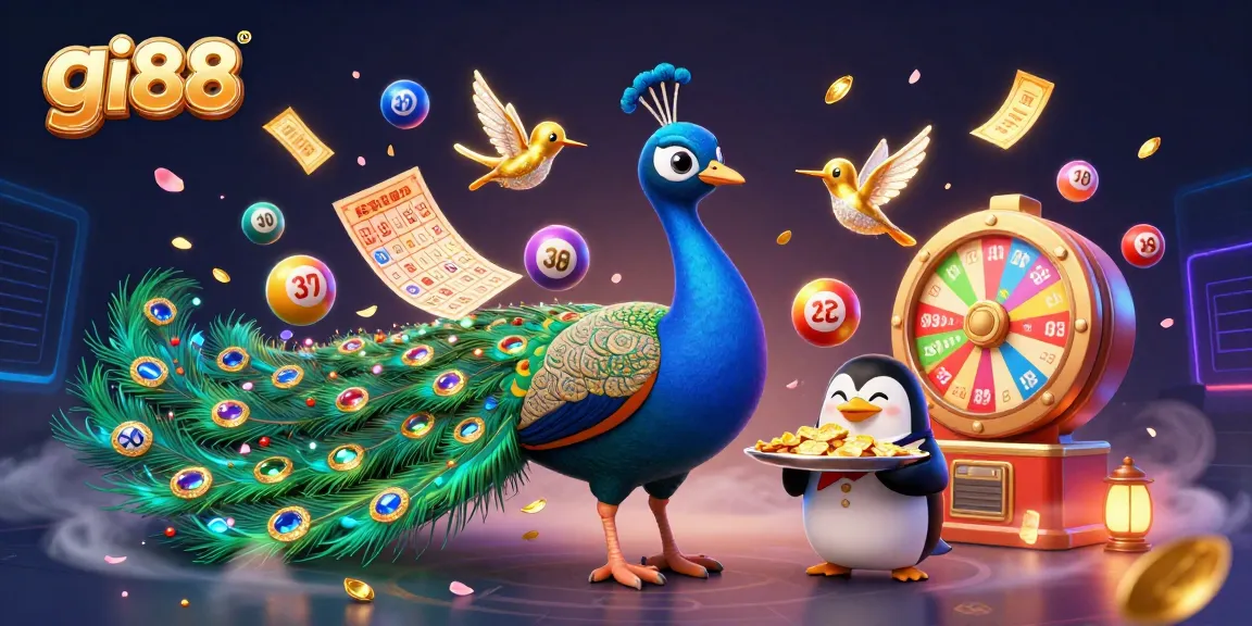 Win big with gi88 in colorful, dynamic casino illustration full of vibrant gaming elements.