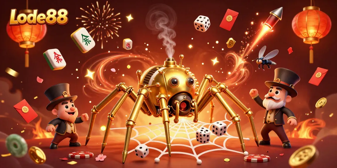 Experience the thrill at Lode88 with a dynamic 3D casino scene packed with gold coins and festive elements.