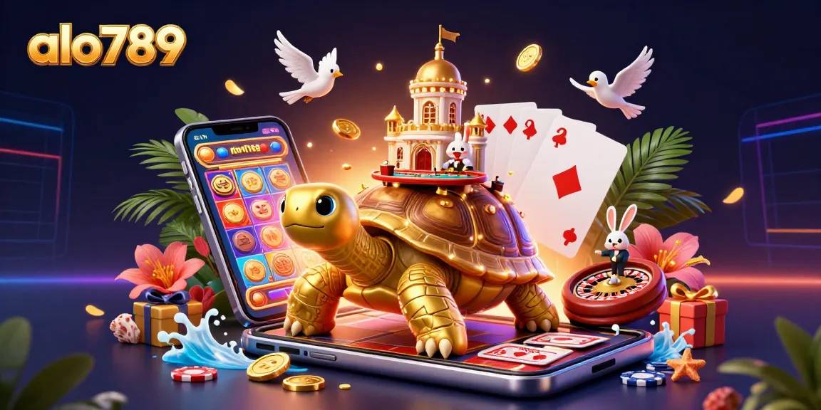 Experience thrilling wins with alo789 in a vibrant casino scene featuring animated characters and games.