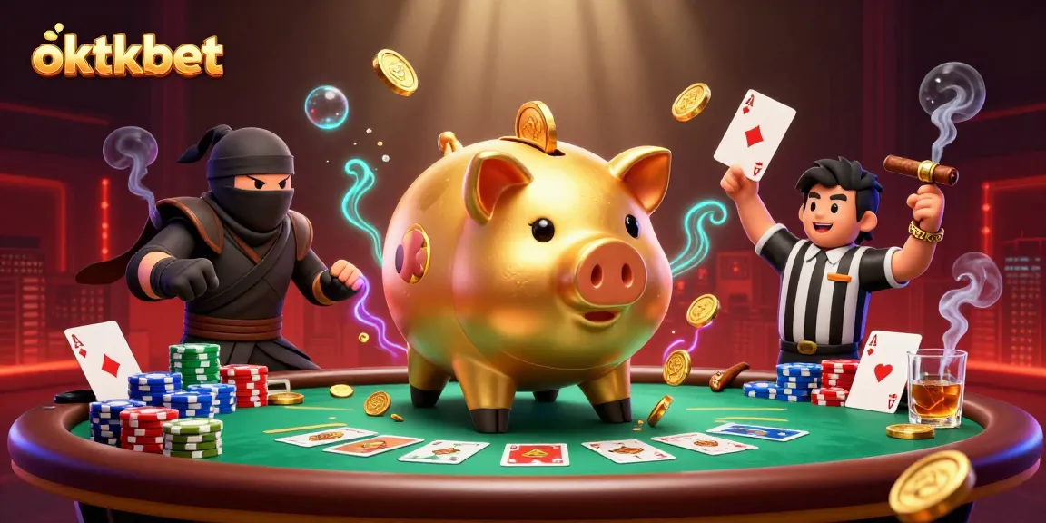 Engage in thrilling gameplay at oktkbet with vibrant casino action in a dynamic 3D illustration.