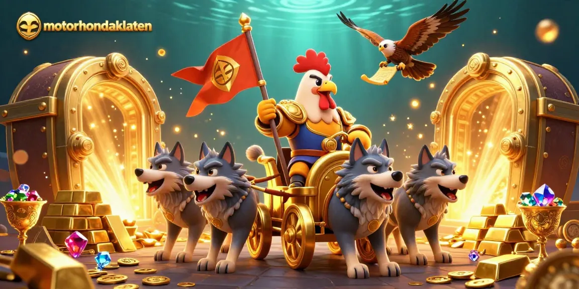 Experience thrilling wins at motorhondaklaten with a rooster warlord and treasure galore in 3D