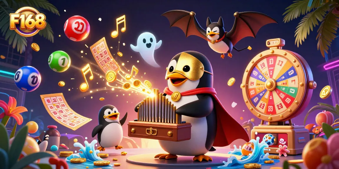 Engage with F168 by experiencing vibrant lottery games with golden musical notes floating around