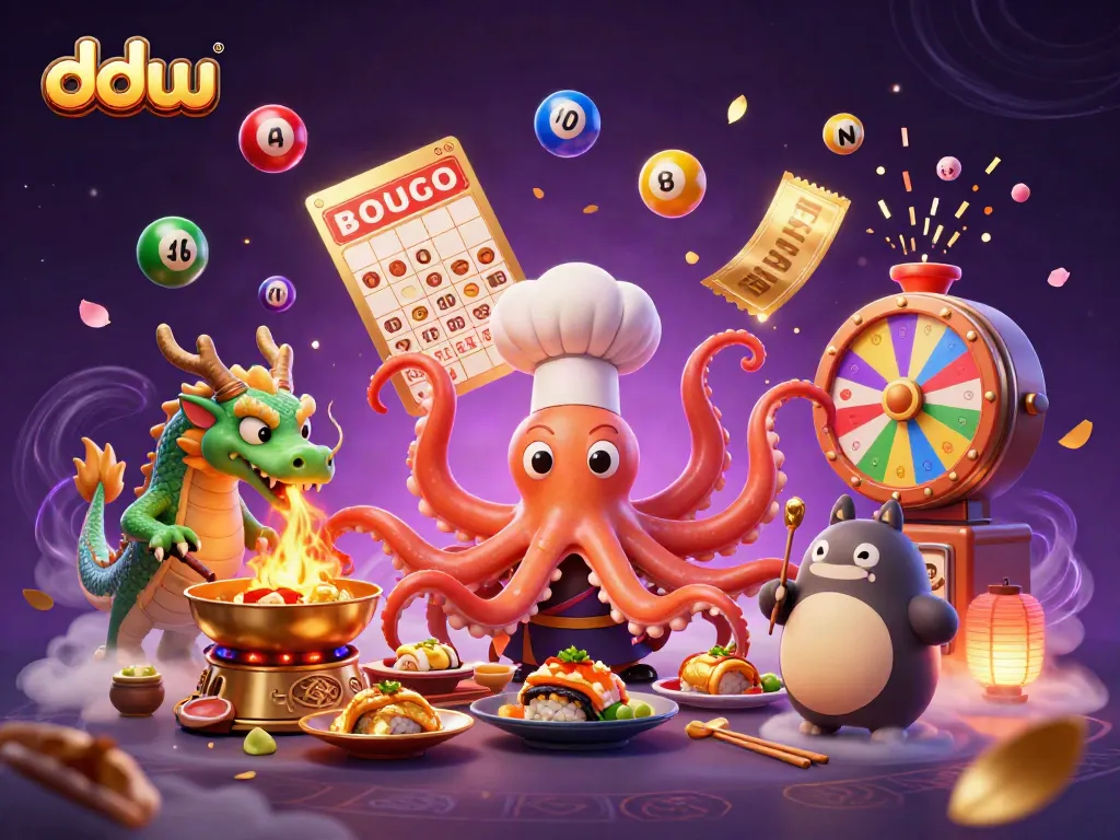 Experience the vibrant world of dduu with a lively casino scene featuring unique characters amid dynamic gaming elements.