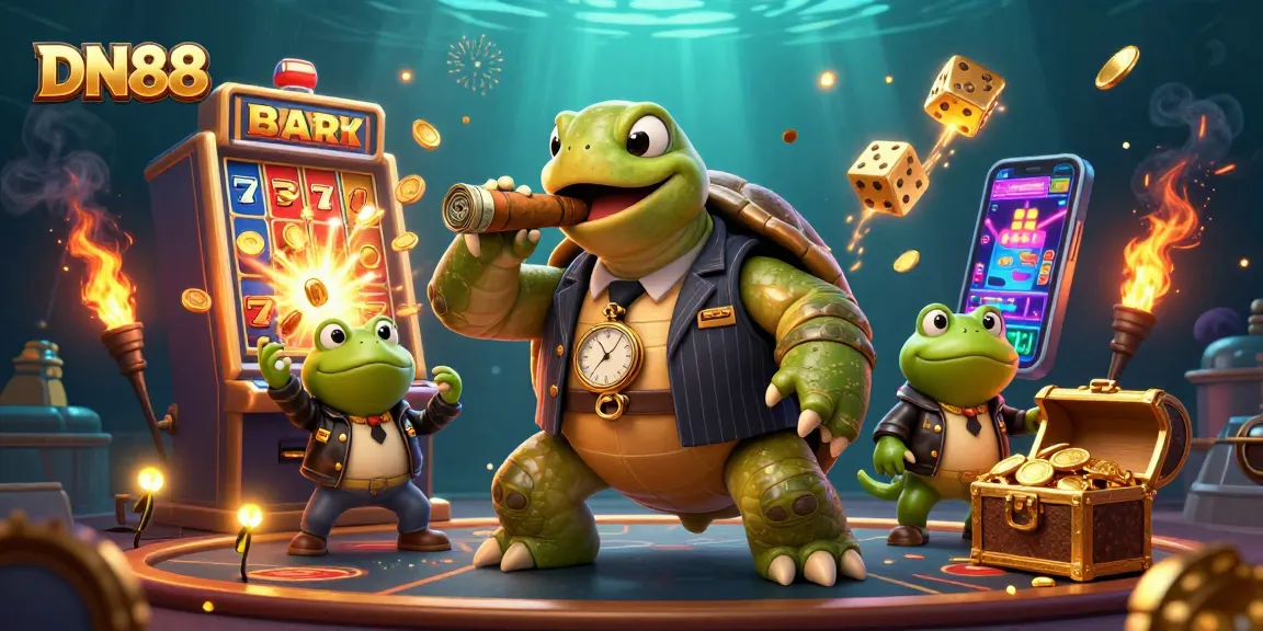 Spin to win at DN88 with vibrant casino elements and characters in an exciting 3D illustration.